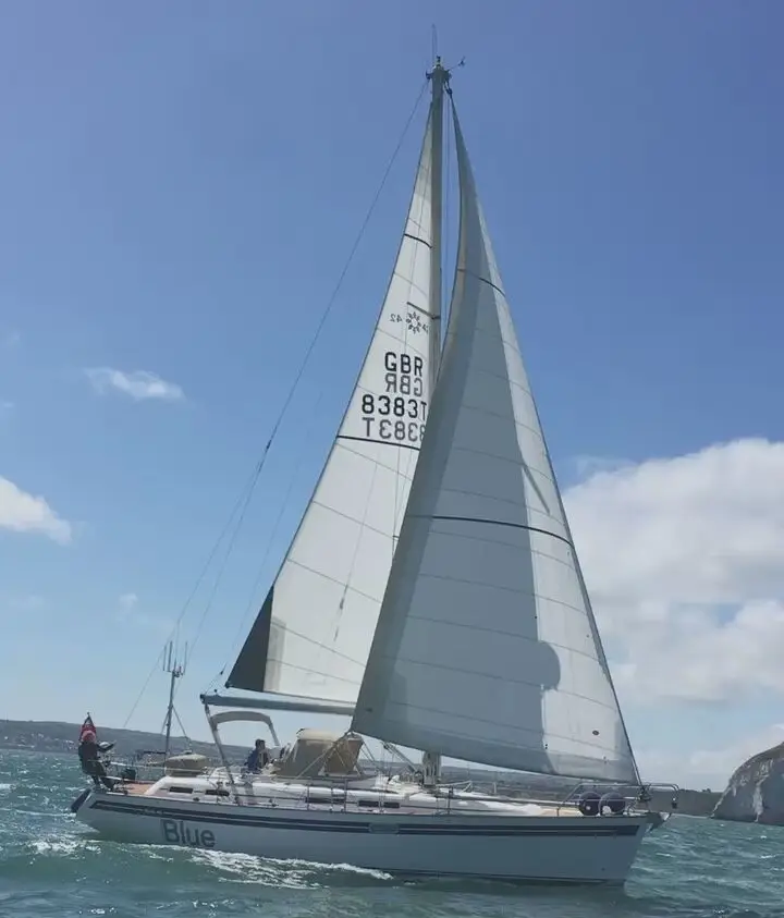 Yanula blue under sail