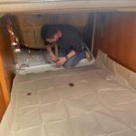 Chris preparing the wiring for the lighting on the headboard