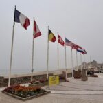 Flags to remember the fallen on the beaches of Normandy