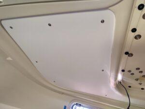 The new matt Perspex headlining in the aft cabin