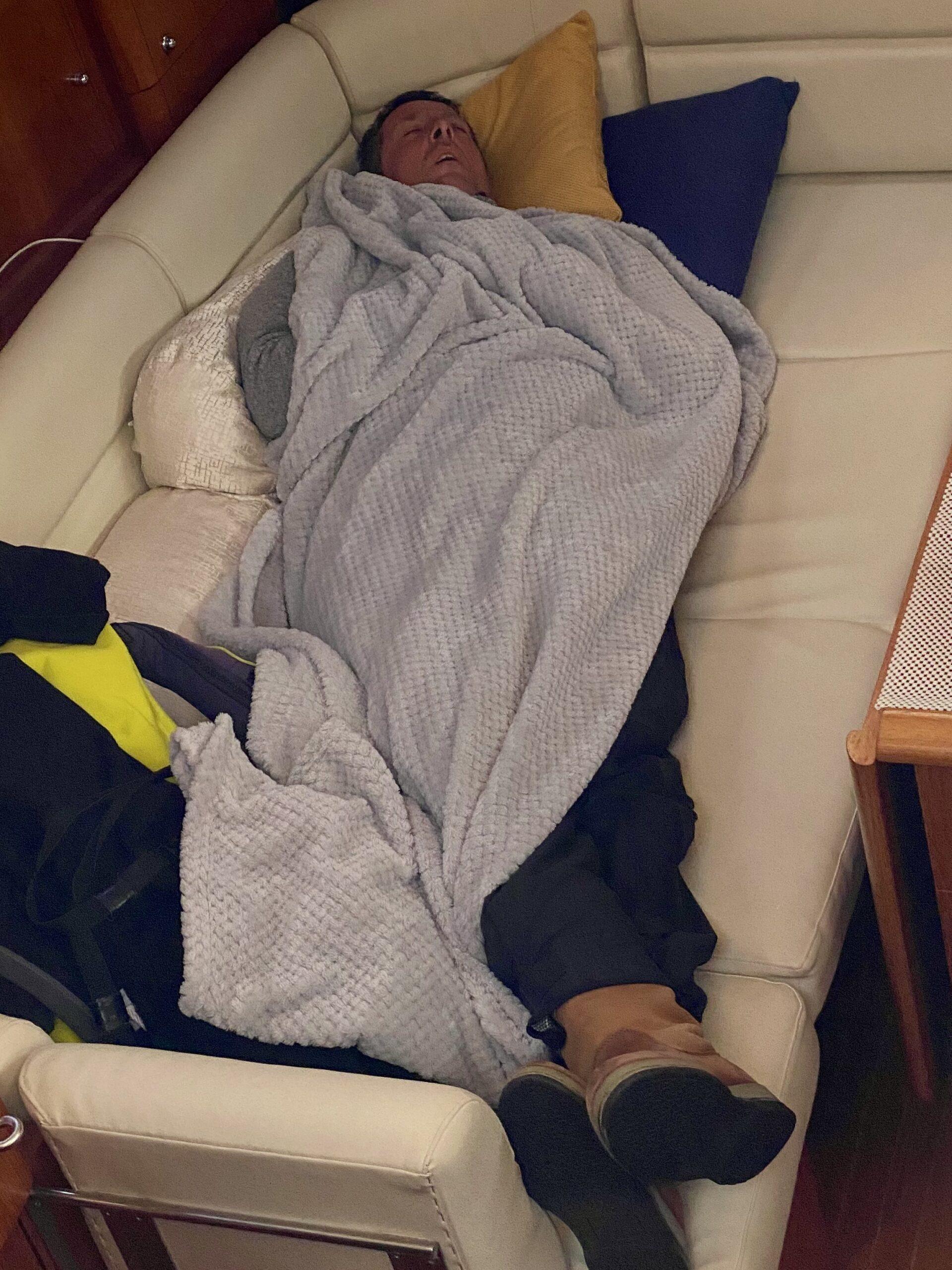 Taking a quick snooze once past the shipping channels