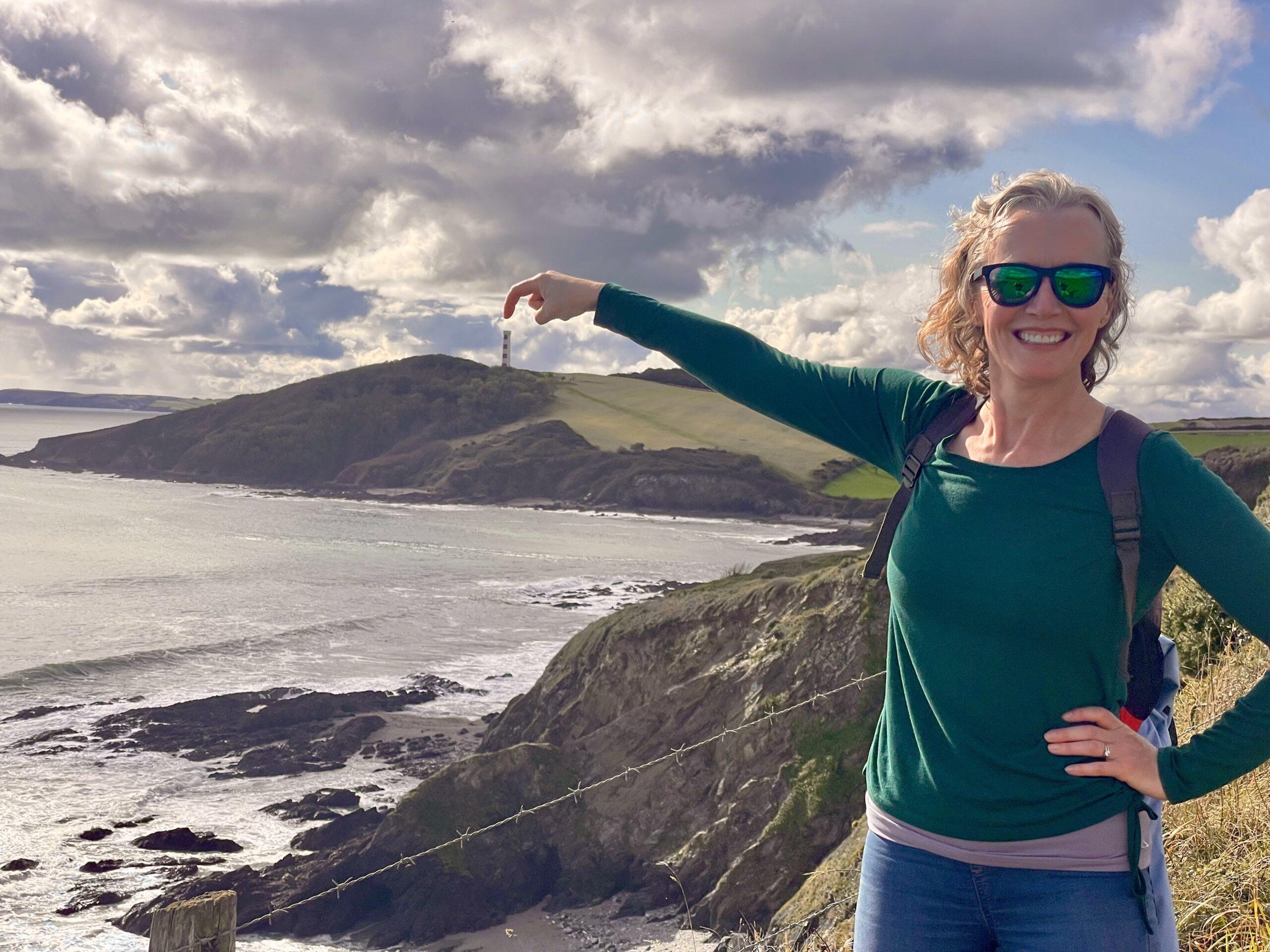 Jenni pointing to our destination