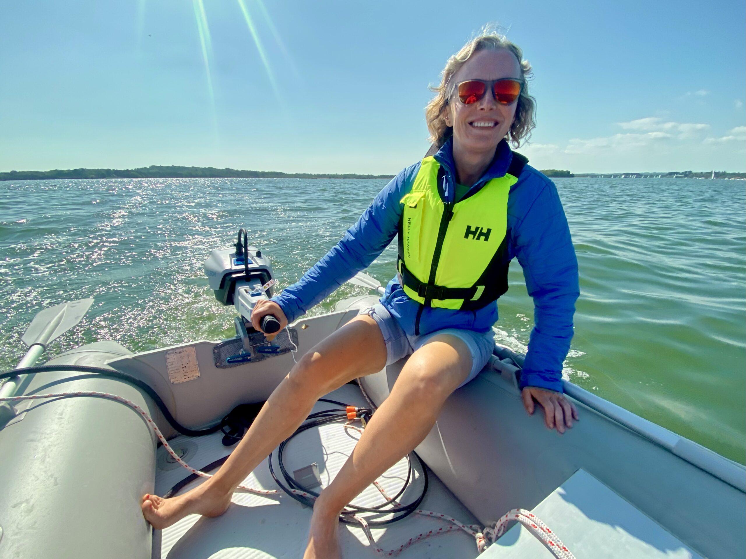 Jen takes the new electric outboard for a spin